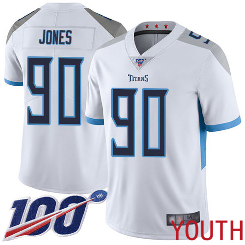Tennessee Titans Limited White Youth DaQuan Jones Road Jersey NFL Football #90 100th Season Vapor Untouchable